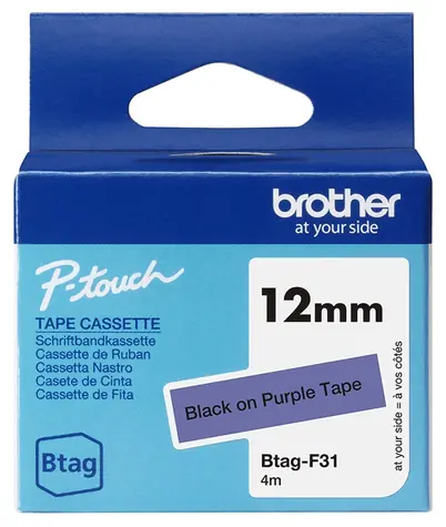 Brother BTAG-F31 páska černá / fialový podklad / šířka 12mm / 4m