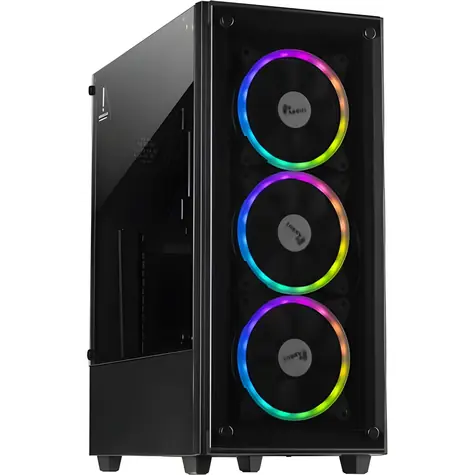 Inter-Tech C-303 Mirror černá / Počítačová skříň / Full Tower / Tvrzené sklo / 5x ventilátor