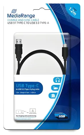 MediaRange USB-A - USB-C černá / Kabel / 1,2 m / USB 3.2 Gen 1 / 5 Gbit/s
