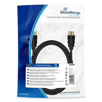 MediaRange MRCS196 2m černá / HDMI kabel / High Speed / 18 Gbit/s / Ethernet / pozlacené konektory