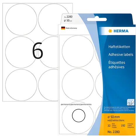 HERMA Víceúčelové etikety bílé kulaté 50 mm / Etikety / Papír / 192 ks