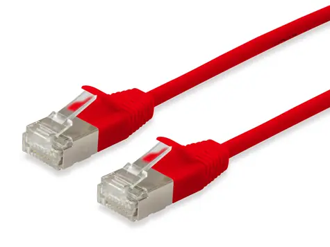 Equip Cat6a SlimFlex červená / Patch kabel / F/FTP / 0,5 m / LSZH / PoE+