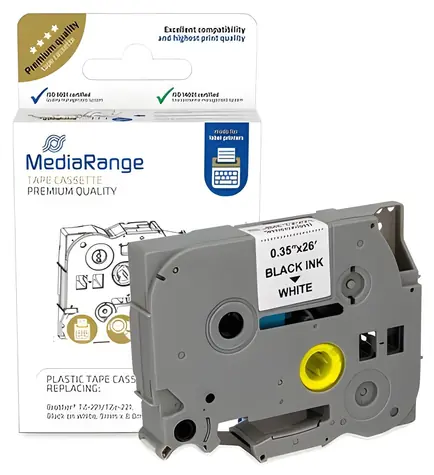 MediaRange kompatibilní páska s Brother TZ-221/TZe-221 černá/bílá / Páska do štítkovače / šířka 9 mm / délka 8 m