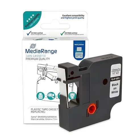 MediaRange kompatibilní páska pro Dymo D1 černá na bílé / Páska do tiskárny štítků / 12 mm / 7 m / laminovaná