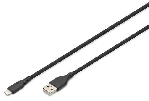 Digitus černá / Nabíjecí a datový kabel / USB-A - Lightning / Silikon / MFI / 2 m
