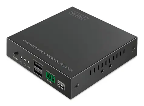 Digitus HDMI Fiber IP Receiver černá / Přijímač / 4K/60Hz / HDMI 2.0 / SFP LC/SC / KVM / až 40 km