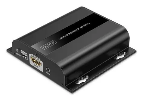 Digitus HDMI IP přijímač černá / Přijímač / 4K/60Hz / HDMI 2.0 / Cat6 / IR