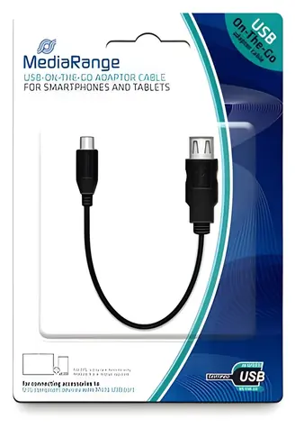 MediaRange MRCS168 černá / OTG adaptér / Micro-USB B - USB-A / 20 cm / USB 2.0