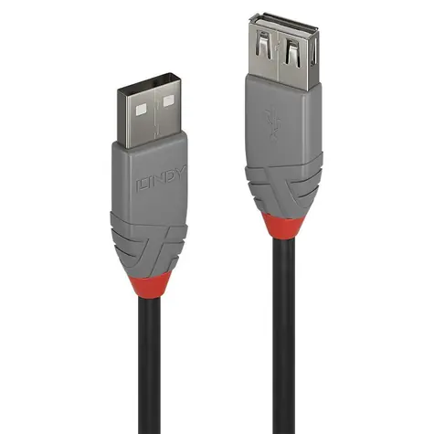 Lindy Anthra Line černá/šedá / USB prodlužovací kabel / USB A - USB A / 2 m / 480 Mbit/s