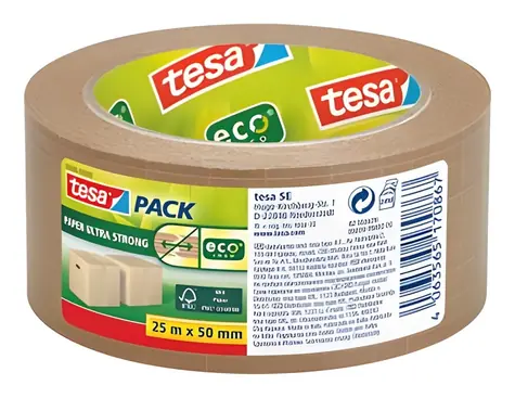 Tesa tesapack Strong ecoLogo hnědá / Balicí páska / papírová / 50 mm x 25 m / nosnost 30 kg