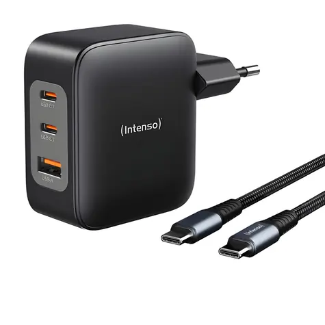 Intenso Power Adapter 100W černá / Nabíjecí adaptér / GaN / 100W / USB-C kabel 2m