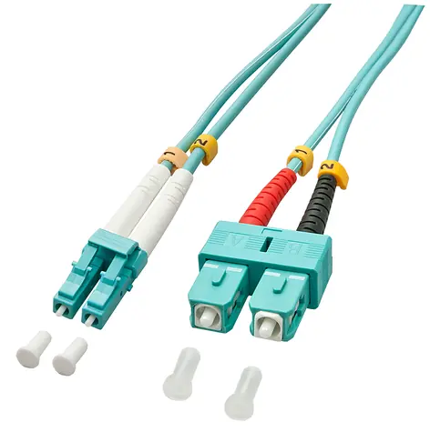 Lindy optický patch kabel LC/SC tyrkysová / Optický kabel / OM3 Multimode / 15 m / 50/125 µm