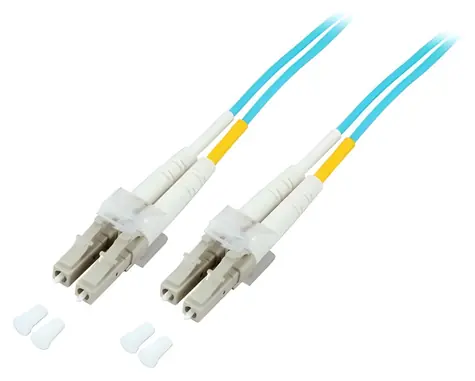EFB / Optický patch kabel LC-LC / Duplex / OM3 / 1m / tyrkysová