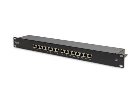 Digitus Patch panel 16 portů STP černý / Patch panel / Cat6 / 19