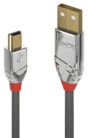 Lindy Cromo Line šedá / USB kabel / USB-A - Mini-USB B / 0,5 m / 480 Mbit/s