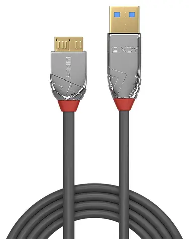 Lindy Cromo Line USB 3.0 šedá / USB kabel / USB A - Micro-USB B / 2 m / 5 Gbit/s