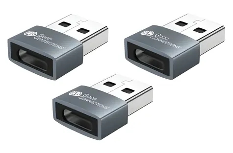 Good Connections / Adaptér USB-A na USB-C / 3 ks / 60 W (20V/3A) / hliníkové tělo / šedý