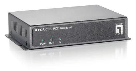 LevelOne POR-0100 šedá / PoE repeater / 2x FE / Kaskádovatelný / dosah +100 m / IEEE 802.3x