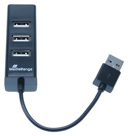 MediaRange USB hub černá / 4 porty / USB 2.0 / Plug and Play