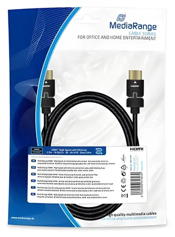 MediaRange MRCS197 2m černá / HDMI kabel / High Speed / 18 Gbit/s / Ethernet / pozlacené konektory
