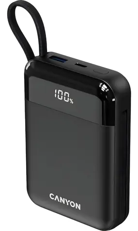 CANYON OnPower 104 černá / Powerbanka / 10000mAh / USB-C / Lightning / 22,5W