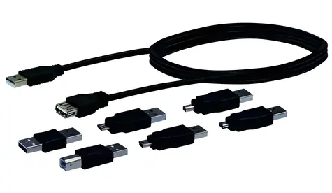 Schwaiger USB Universal sada 6 adaptérů černá / Sada adaptérů / USB 2.0 / 1,5 m