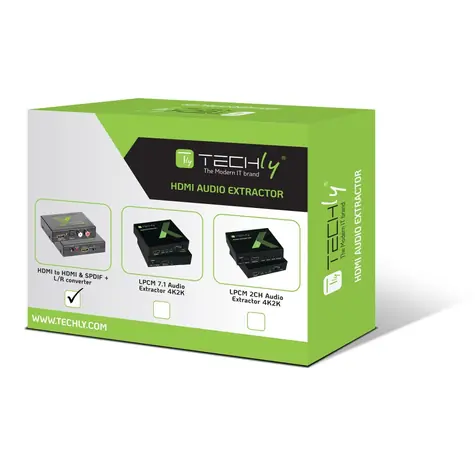 Techly HDMI audio extraktor černá / Toslink / RCA výstup / max. 1080p