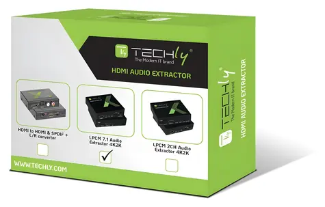 Techly IDATA-HDMI-EA74K černá / HDMI audio extraktor / LPCM 7.1 / 4K UHD / 3D / HDCP