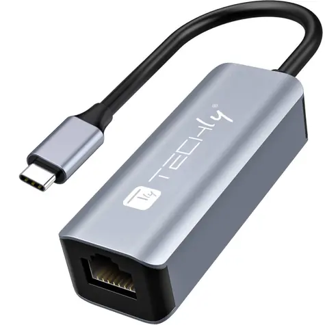 Techly IDATA USB-ETGIGA-CA / Adaptér USB-C na RJ-45 / Gigabit Ethernet / USB 3.2 Gen 1 / hliníkové tělo