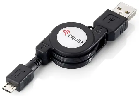 Equip USB-A – Micro-USB B černý / Kabel / USB 2.0 / Vysouvací / 1 m