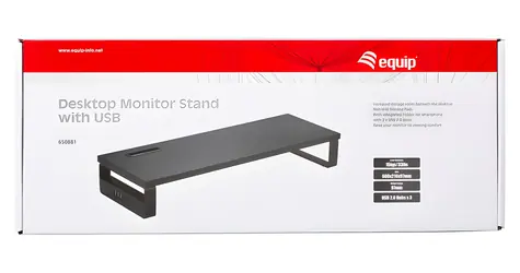 Equip 650881 černá / Podstavec pod monitor / nosnost 15 kg / 3x USB 2.0 / držák telefonu
