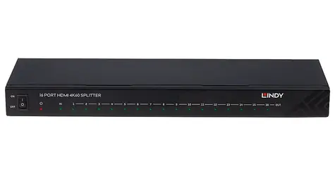 Lindy HDMI splitter 16 portů černá / HDMI splitter / 4K 60Hz / HDCP 2.2 / 16x HDMI výstup