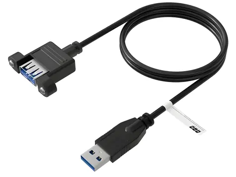 EFB USB-A - USB-A černá / Prodlužovací kabel / Vestavná zásuvka / USB 3.2 Gen 1 / 5 Gbit/s / 0,5 m