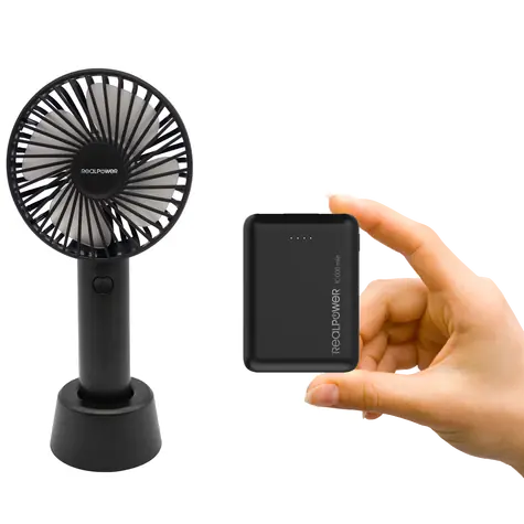 RealPower Mobile Bundle Ventilátor + PB-10000mini HD / Sada / Ventilátor 1200 mAh / Powerbanka 10000 mAh