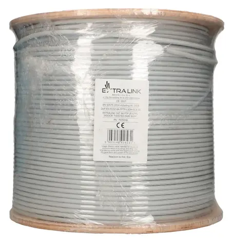 Extralink CAT6A FTP V2 šedá / Síťový kabel / vnitřní / 500 m / F/FTP stíněný / LSZH