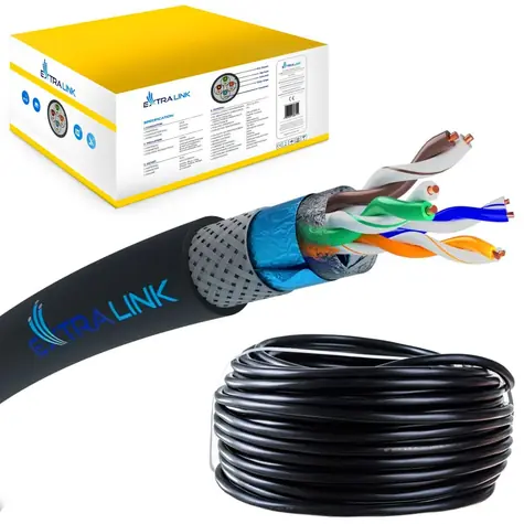 Extralink CAT5E SFTP V2 černá / Síťový kabel / S/FTP / venkovní / 305 m