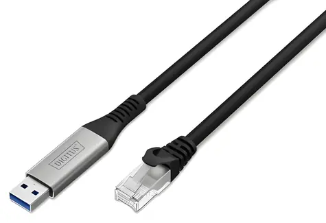Digitus USB-A - RJ45 černá / Síťový adaptér / Gigabit Ethernet / Cat6a S/FTP / 5 m