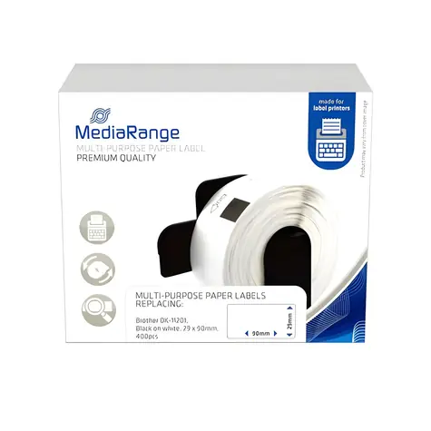 MediaRange kompatibilní etikety s Brother DK-11201 / papírové bílé / standardní adresy / 29 x 90 mm / 400 ks