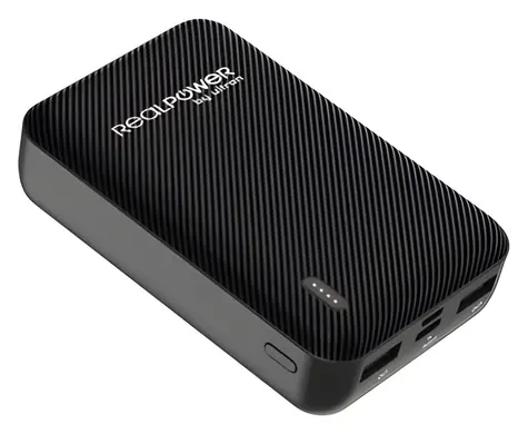 RealPower PB-10000 SE černá / Powerbanka / 10 000 mAh / USB & USB-C / 2,4 A