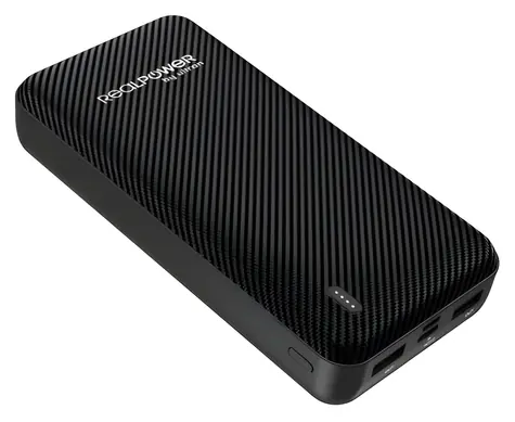 RealPower PB-20000 SE černá / Powerbanka 20 000 mAh / 2x USB-A výstup / Micro-USB a USB-C vstup
