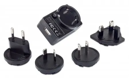 Manhattan USB nabíječka a cestovní adaptér / Nabíječka / EU/UK/US/AU konektory / 1x USB-A / 5W