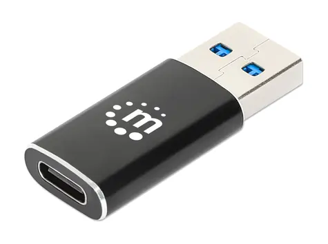 Manhattan redukce USB-A - USB-C černá / Redukce / USB 3.2 Gen 2 / 10 Gbit/s / hliník