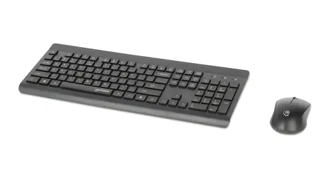 Manhattan MWK7350 černá / Set klávesnice a myši / bezdrátový / 2,4 GHz / 104 kláves / optická myš 1200 DPI