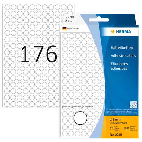 HERMA Etikety kulaté bílé / Etikety / průměr 8 mm / papír / 5632 ks