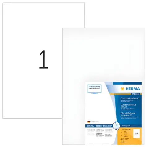HERMA Outdoor etiketa A3 bílá / Etiketa / voděodolné / matné / 297x420mm / 40 ks
