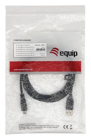 Equip černá / USB kabel / USB-A - USB-C / USB 2.0 / 3 A / 0,3 m
