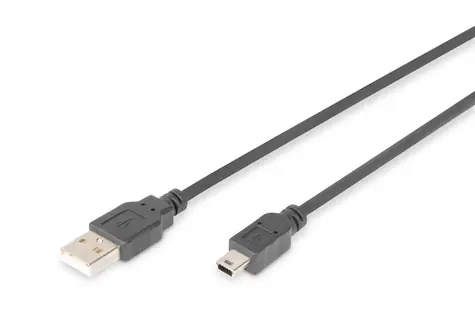 Digitus USB 2.0 kabel A - mini B černý / Kabel / 3 m / USB 2.0