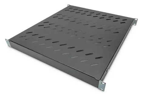 Digitus Police do racku 1U černá / Rack police 19” / Hloubka 500-780 mm / Nosnost 50 kg / Ocel