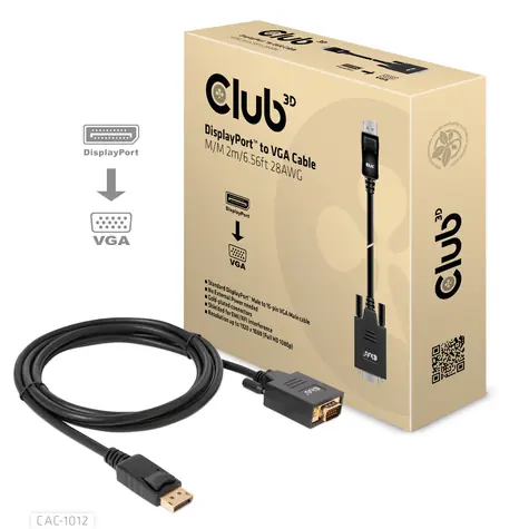 Club3D Kabel DisplayPort na VGA (M/M) / Kabel / 2m / max. rozlišení 1920×1080