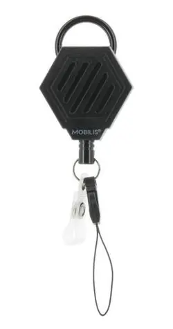 Mobilis 001392 černá / Zatahovací háček / pro smartphone a HHD / 80 cm / plast, kov, nylon